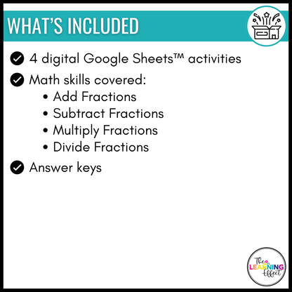 Winter Math Activities Digital Mystery Pixel Art | Operations with Fractions