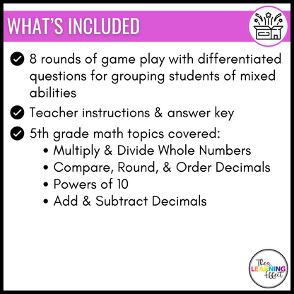 Fall Math Game for 5th Grade | Relay Review Activity | Decimals, Multiplication, Division