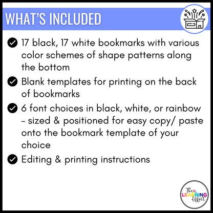 Editable Student Bookmark Templates | Desk Name Tags or Name Plates | Back to School