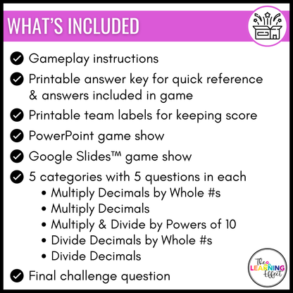 Multiplying and Dividing Decimals Game Show | 5th Grade Math Review Activity