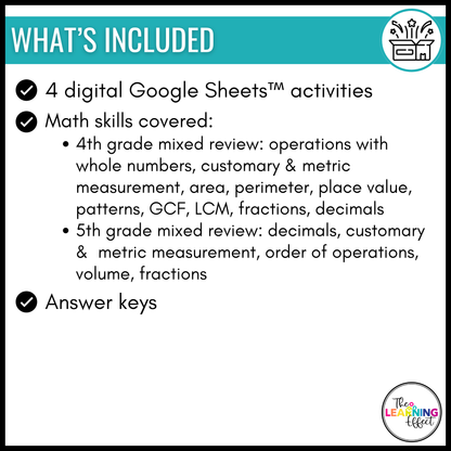 Back to School Math Review Activities Digital Pixel Art | 5th and 6th Grade