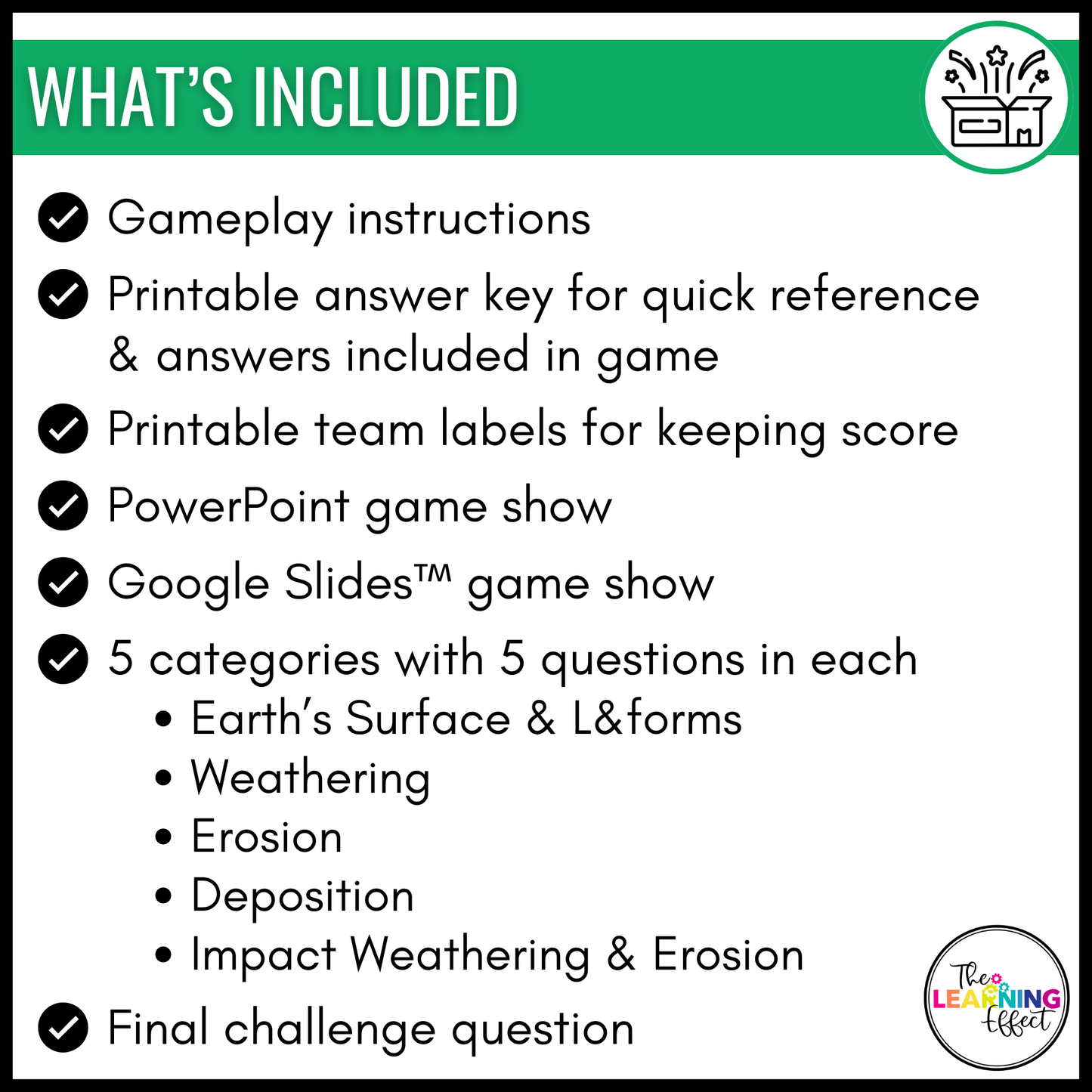 Weathering, Erosion, and Deposition Game Show | Science Review Test Prep Activity