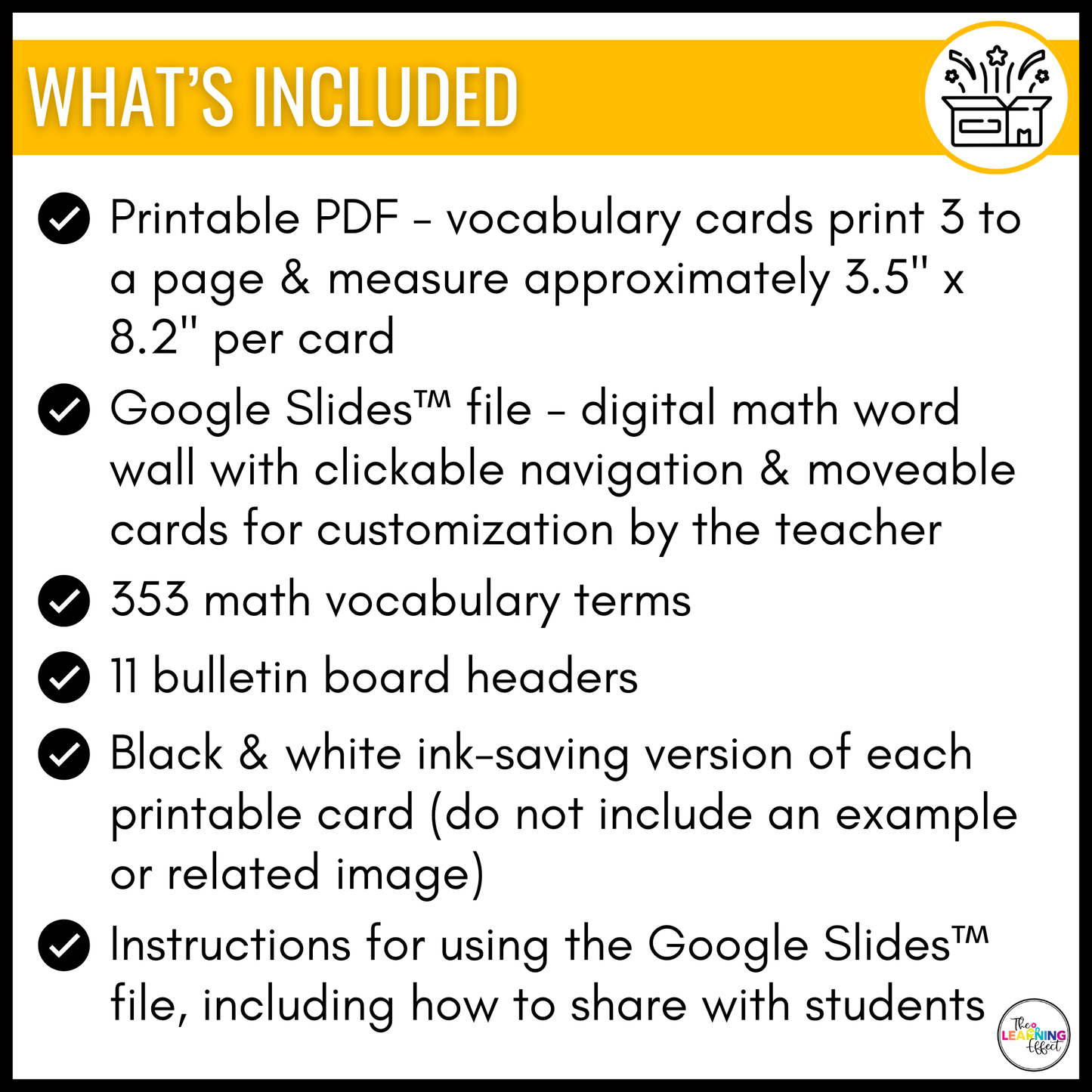 6th Grade Math Word Wall | Printable Vocabulary Cards and Digital Google Slides