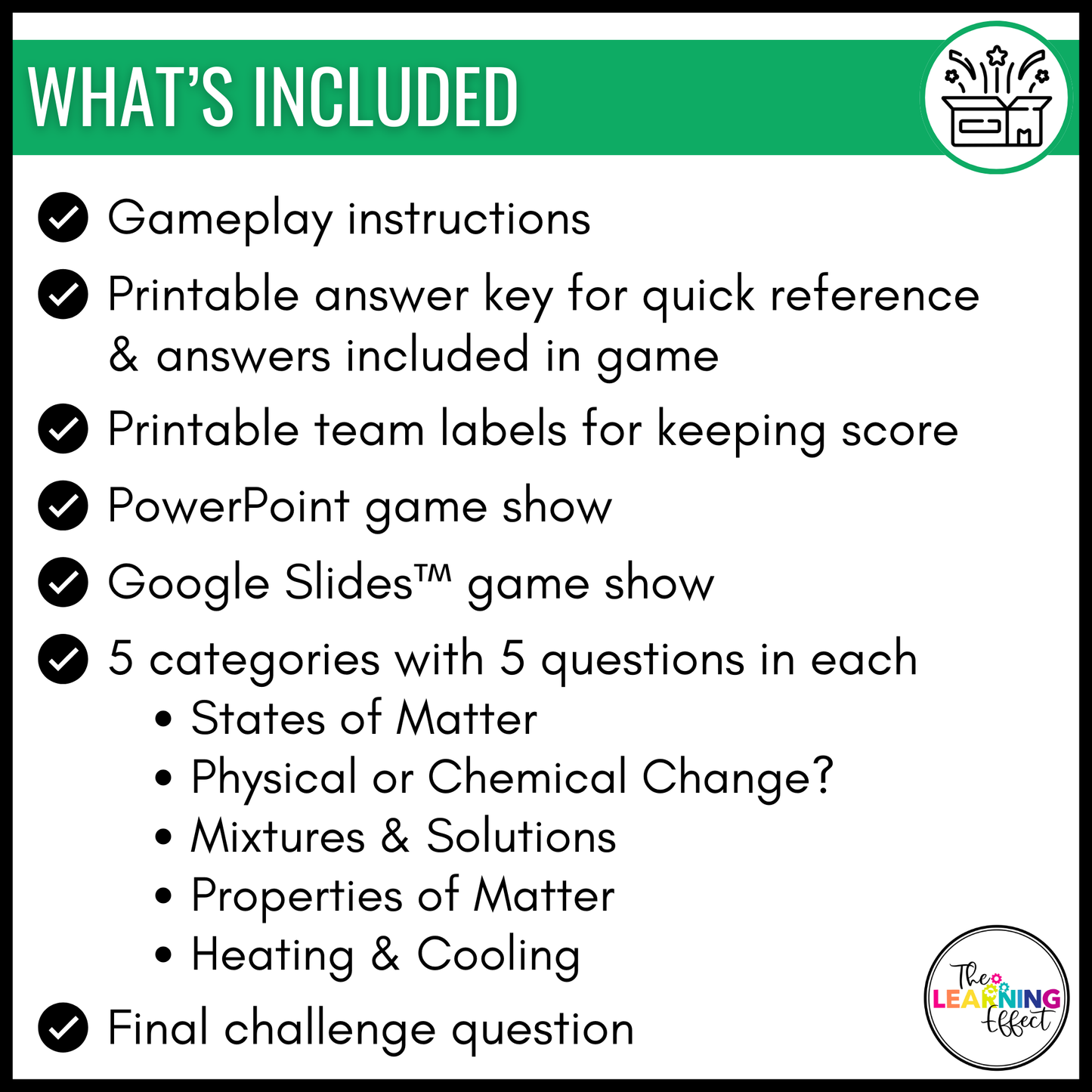 Matter Game Show | Science Review Test Prep Activity
