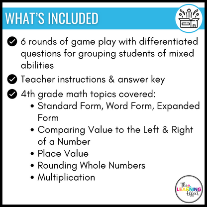 Winter Math Game for 4th Grade | Relay Review Activity | Multiplication, Place Value