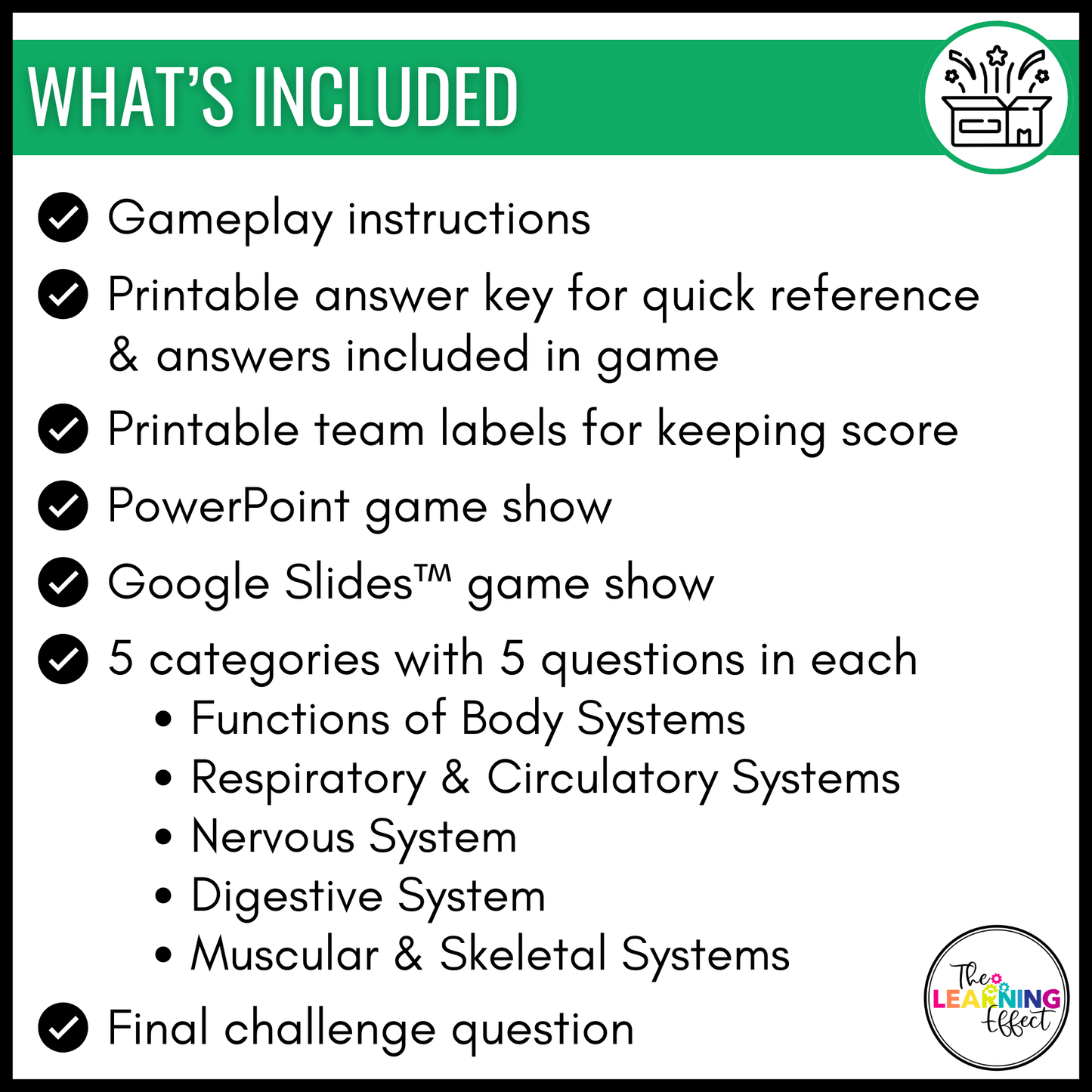 Human Body Systems Game Show | Science Review Test Prep Activity