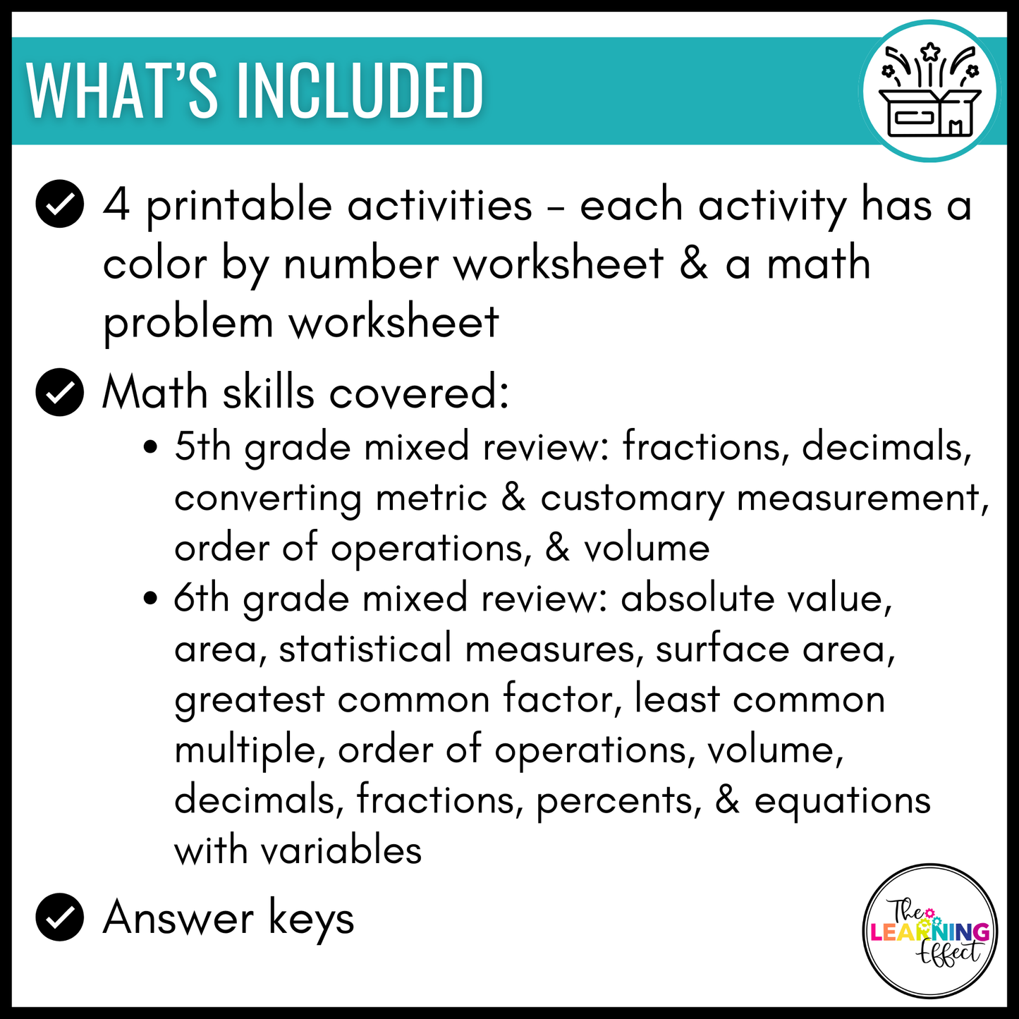 End of Year Math Activities Mystery Picture Worksheets | Review 5th and 6th Grade