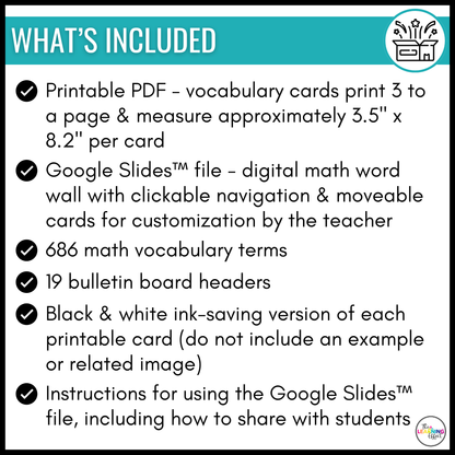 Upper Elementary Math Word Walls BUNDLE | Printable Vocabulary Cards & Digital