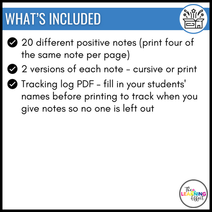 Positive Notes Home for Students | Parent Communication | Growth Mindset