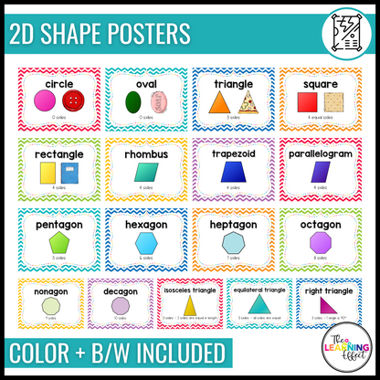 2D and 3D Shape Attributes Posters BUNDLE | Geometry Vocabulary Anchor Charts