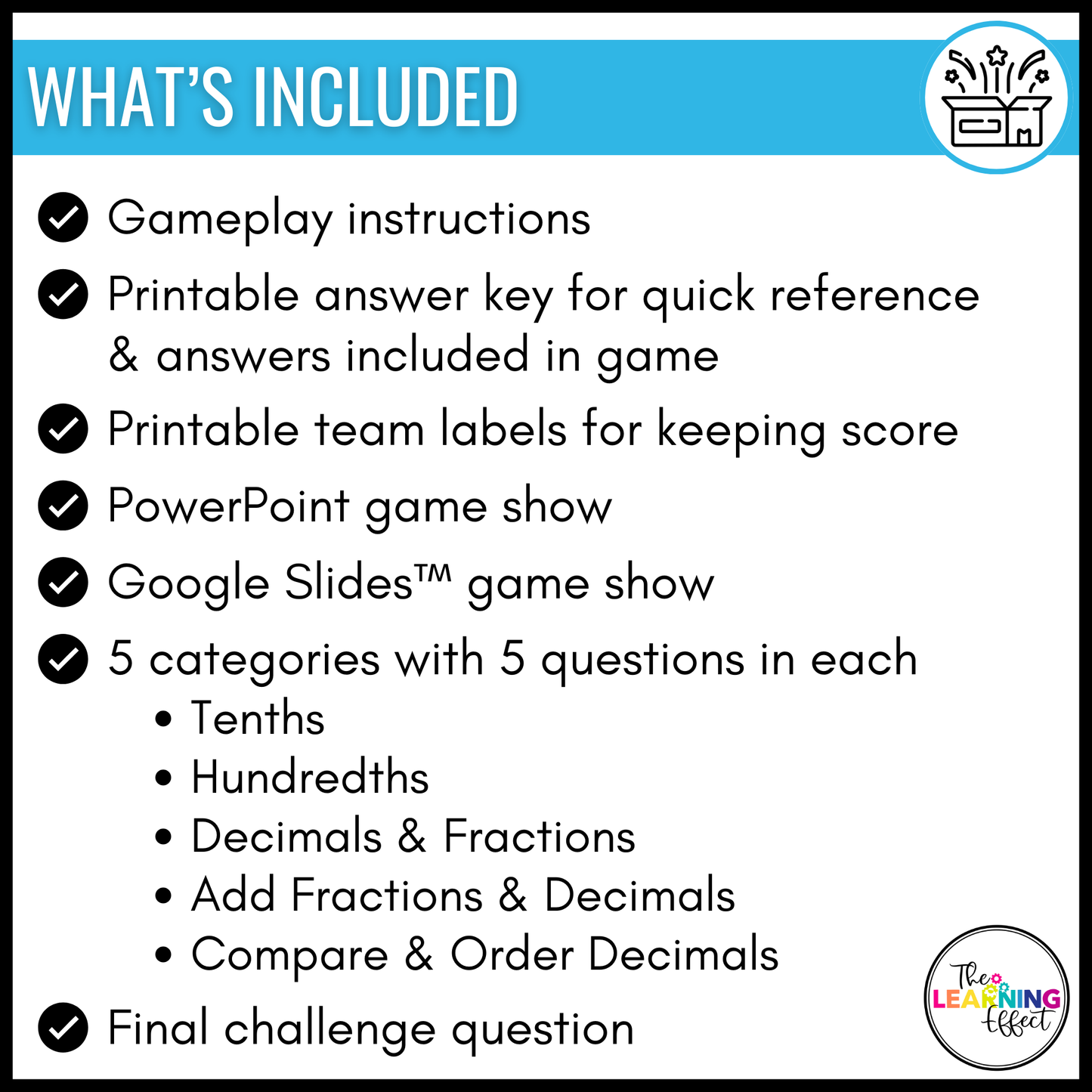Fractions and Decimals Game Show | 4th Grade Math Review Test Prep Activity