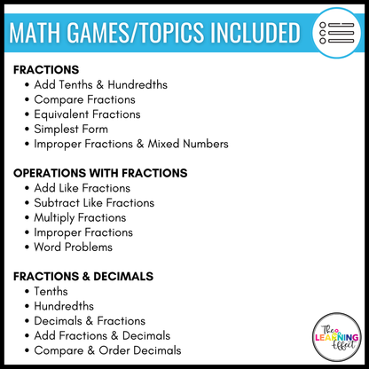 4th Grade Math Fractions Game Shows | Test Prep Review Activities BUNDLE