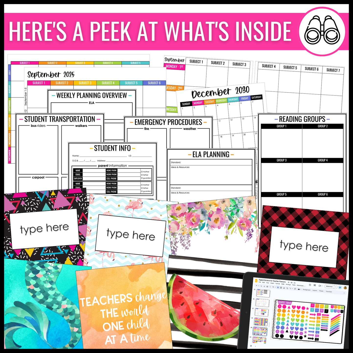 Editable Teacher Lesson Planner Binder 2026 Printable and Digital BUNDLE