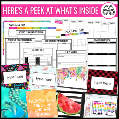 Editable Teacher Lesson Planner Binder 2026 Printable and Digital BUNDLE