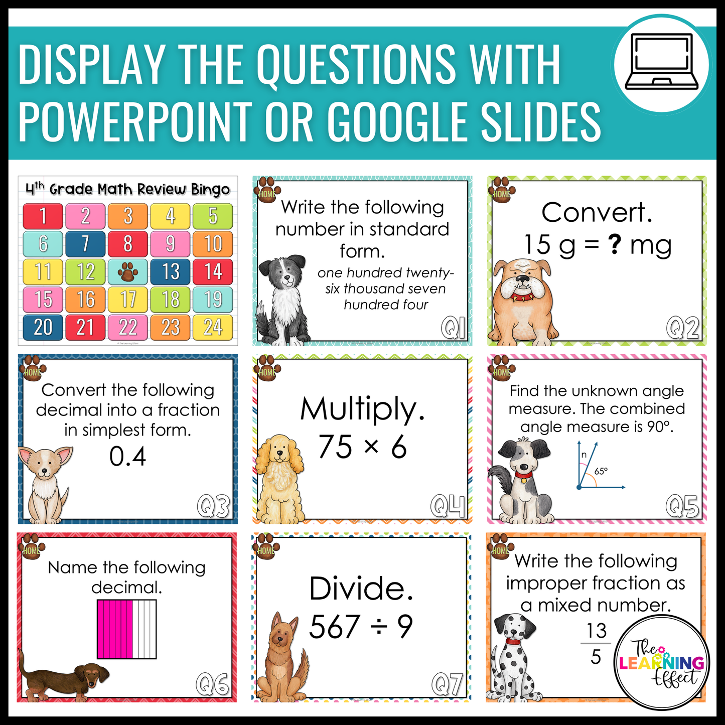 Upper Elementary Math Bingo Game BUNDLE | Test Prep Review Activities