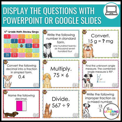 Upper Elementary Math Bingo Game BUNDLE | Test Prep Review Activities