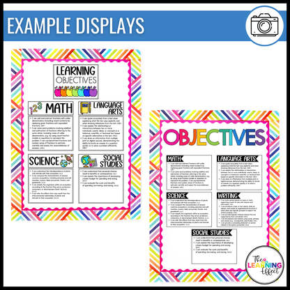 Learning Objectives Display | Editable Learning Targets for Bulletin Board