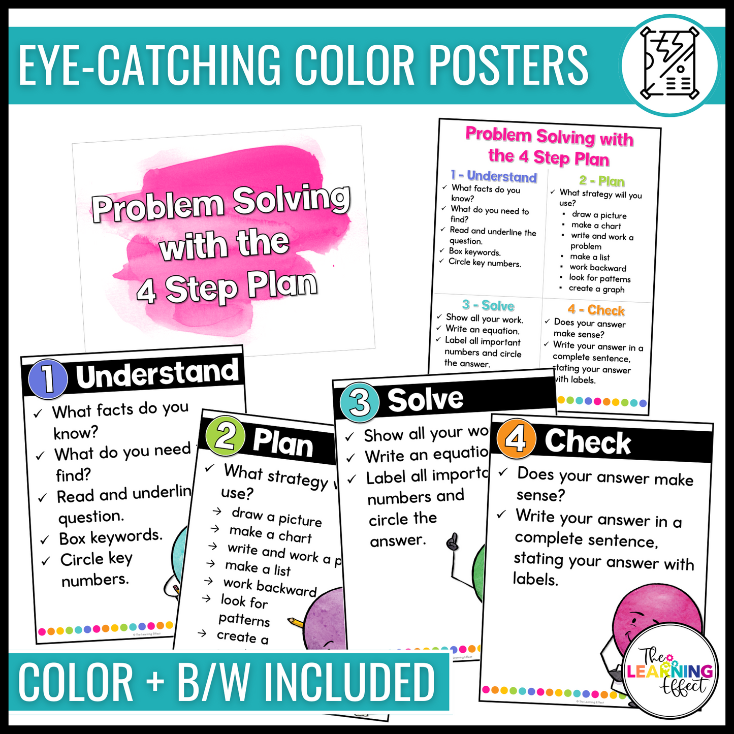Math Problem Solving Strategies Anchor Chart Posters