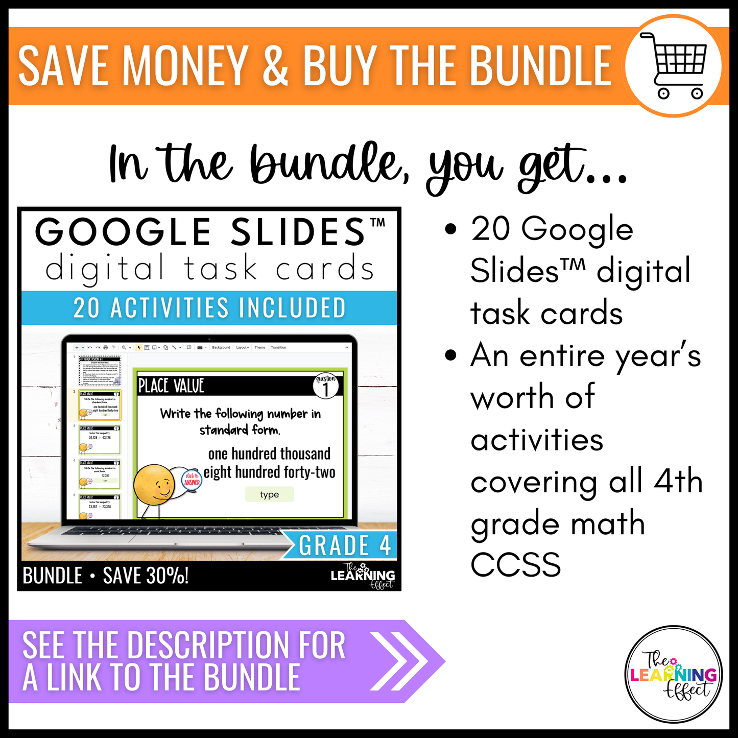 3rd Grade Math Spiral Review #1 Google Slides | Digital Task Cards Test Prep Activity