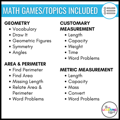 4th Grade Math Geometry and Measurement Game Shows BUNDLE | Test Prep Review Activities