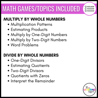 5th Grade Math Multiplication and Division Game Shows BUNDLE | Test Prep Review Activity