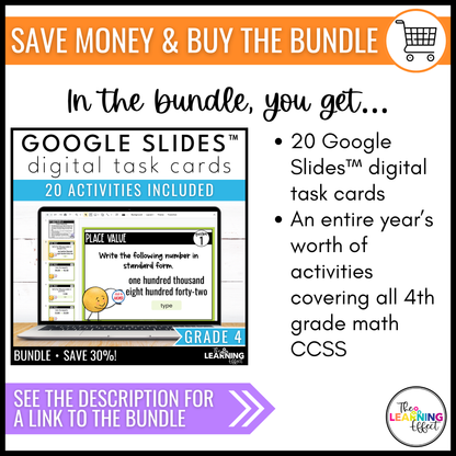 3rd Grade Math Spiral Review #3 Google Slides | Digital Task Cards Test Prep Activity