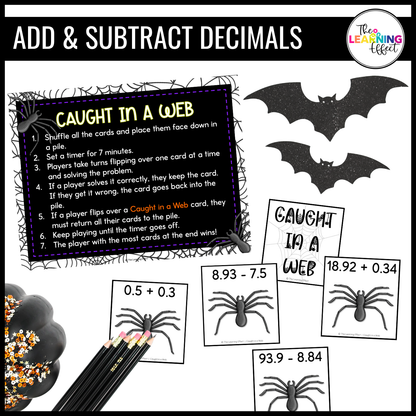 Halloween Math Centers Activities Games 5th Grade | Decimals, Division