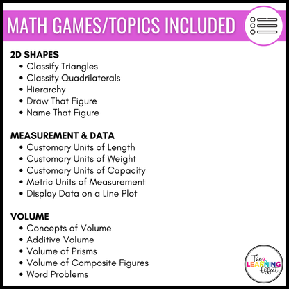 5th Grade Math Geometry and Measurement Game Shows | Test Prep Review Activities