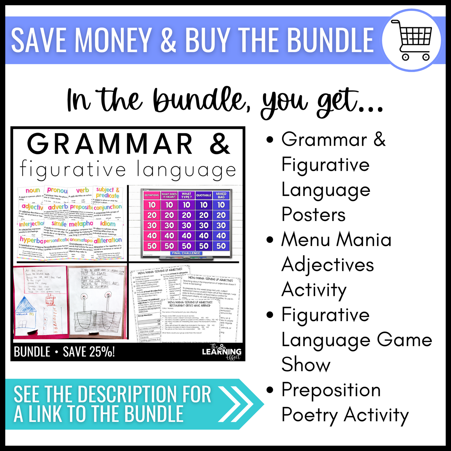 Grammar and Figurative Language Posters | Parts of Speech Anchor Charts | Word Wall