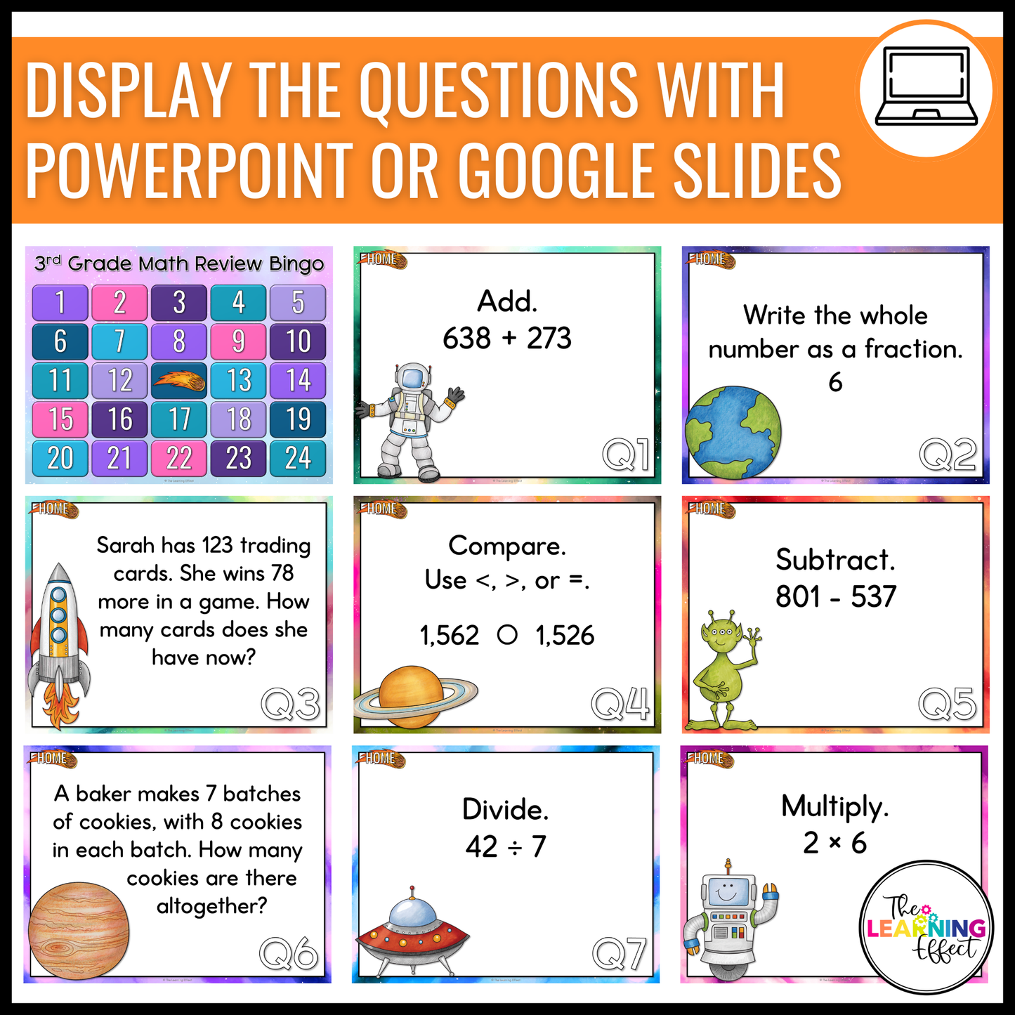 3rd Grade Math Spiral Review Bingo Game | End of Year Test Prep Activity