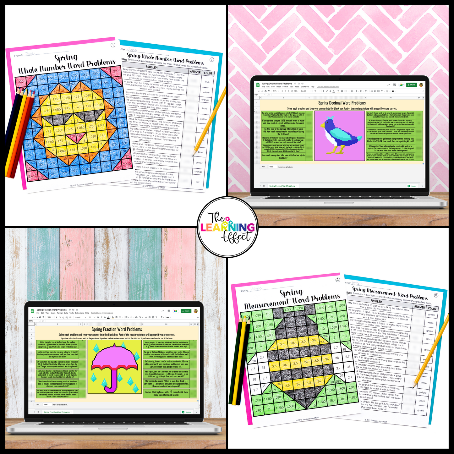 Spring Activities Color by Number and Pixel Art BUNDLE