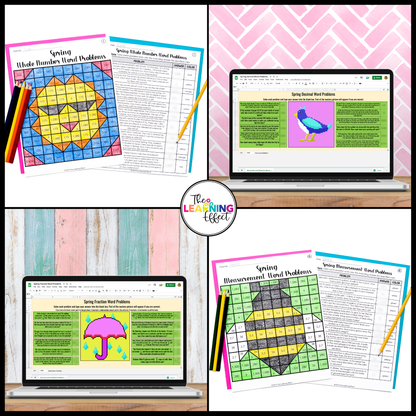 Spring Activities Color by Number and Pixel Art BUNDLE