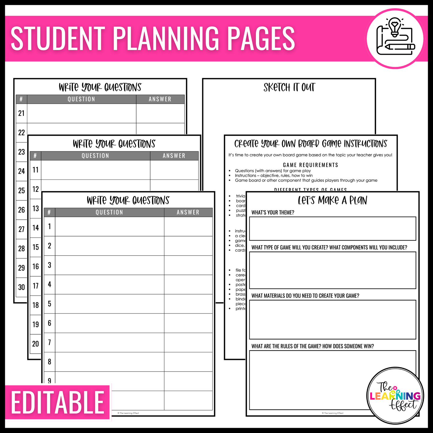 Create Your Own Board Game Project | Fun No Prep Activity | End of the Year