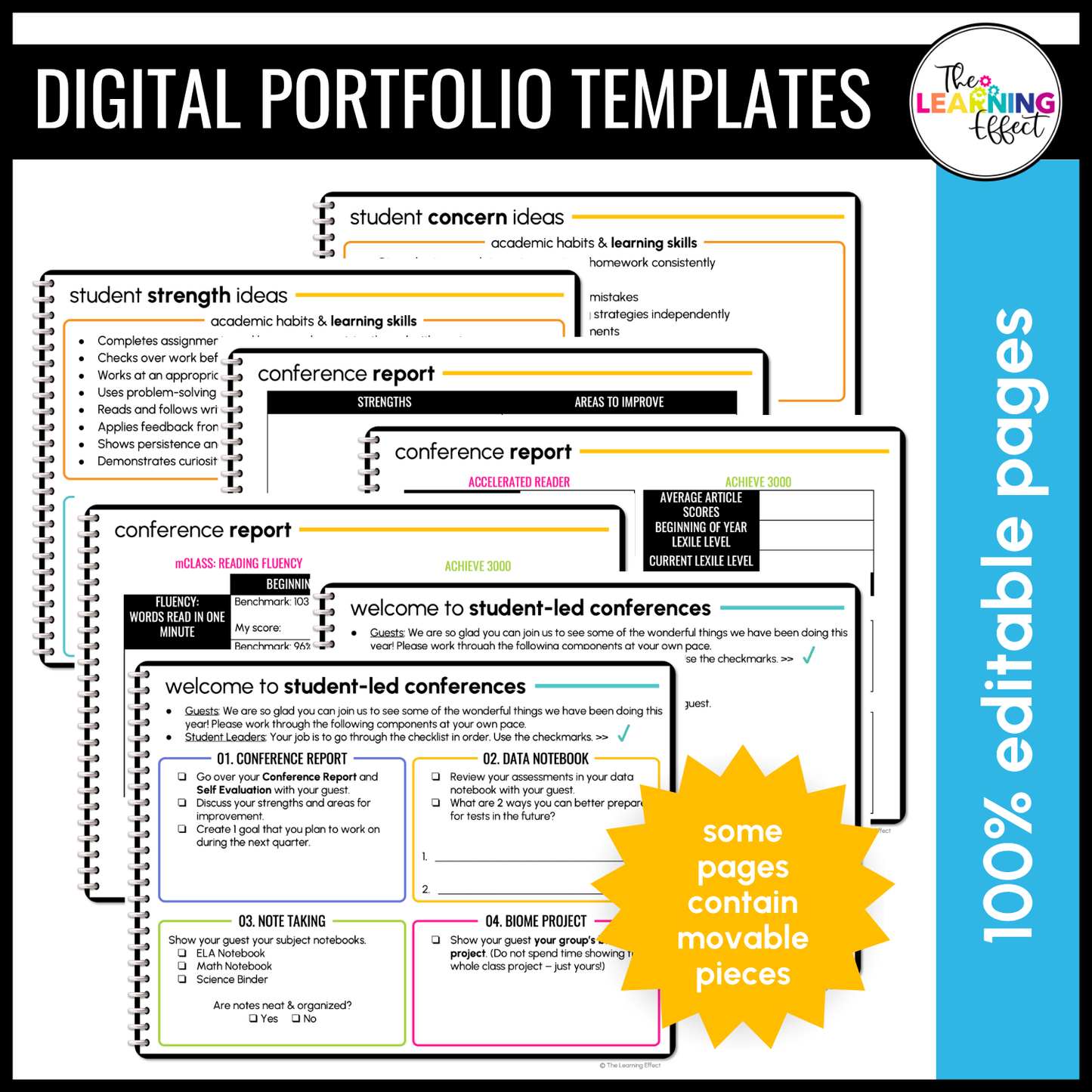 Student Led Conferences Google Slides | Editable Digital Portfolio Virtual Forms