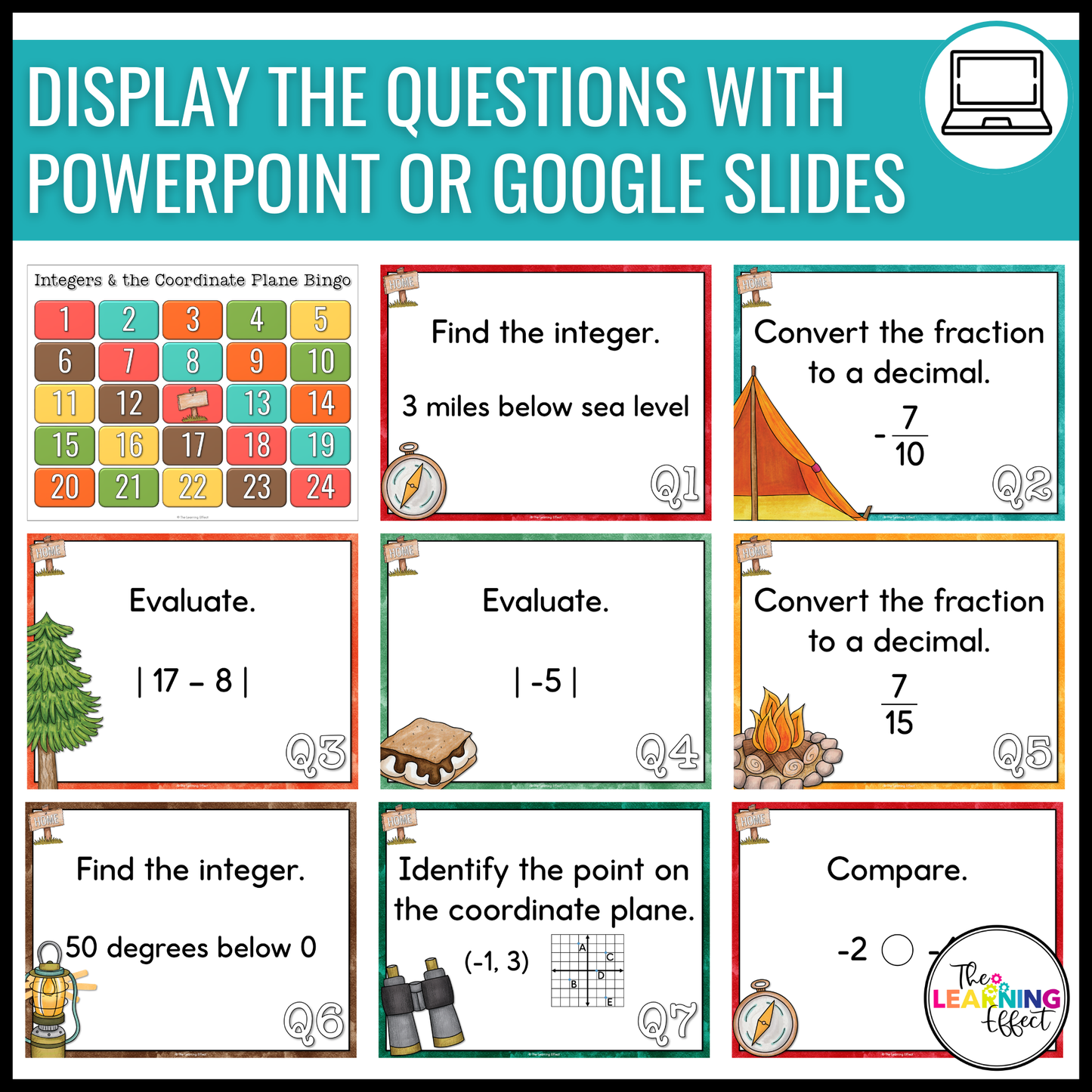 Integers and the Coordinate Plane Bingo Game | Math Review Activity