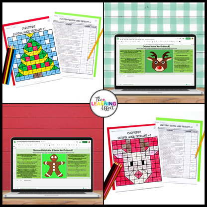 Christmas Math Activities Color by Number and Pixel Art BUNDLE