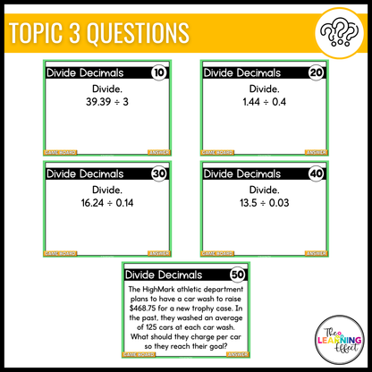 Decimal Operations and Division Game Show | 6th Grade Math Test Prep Activity | FREE