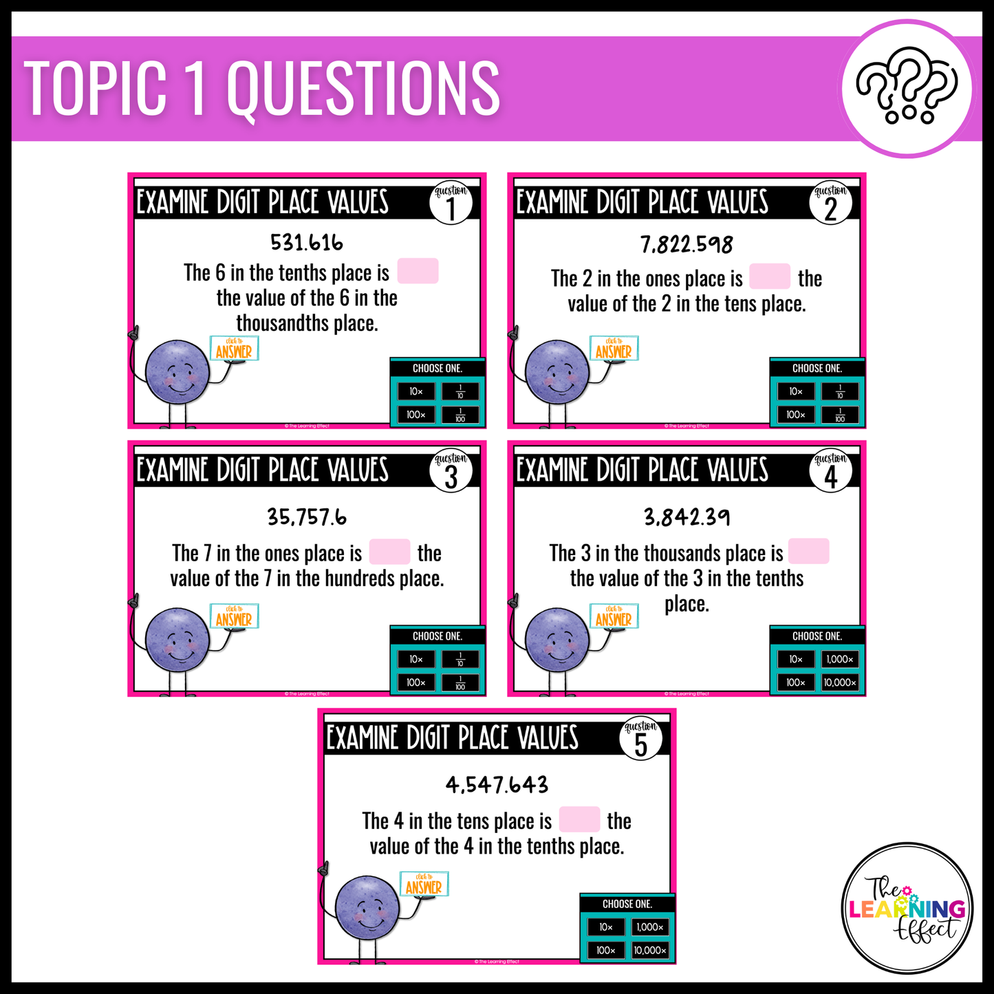 Decimal Place Value Google Slides | 5th Grade Digital Task Cards Math Activity