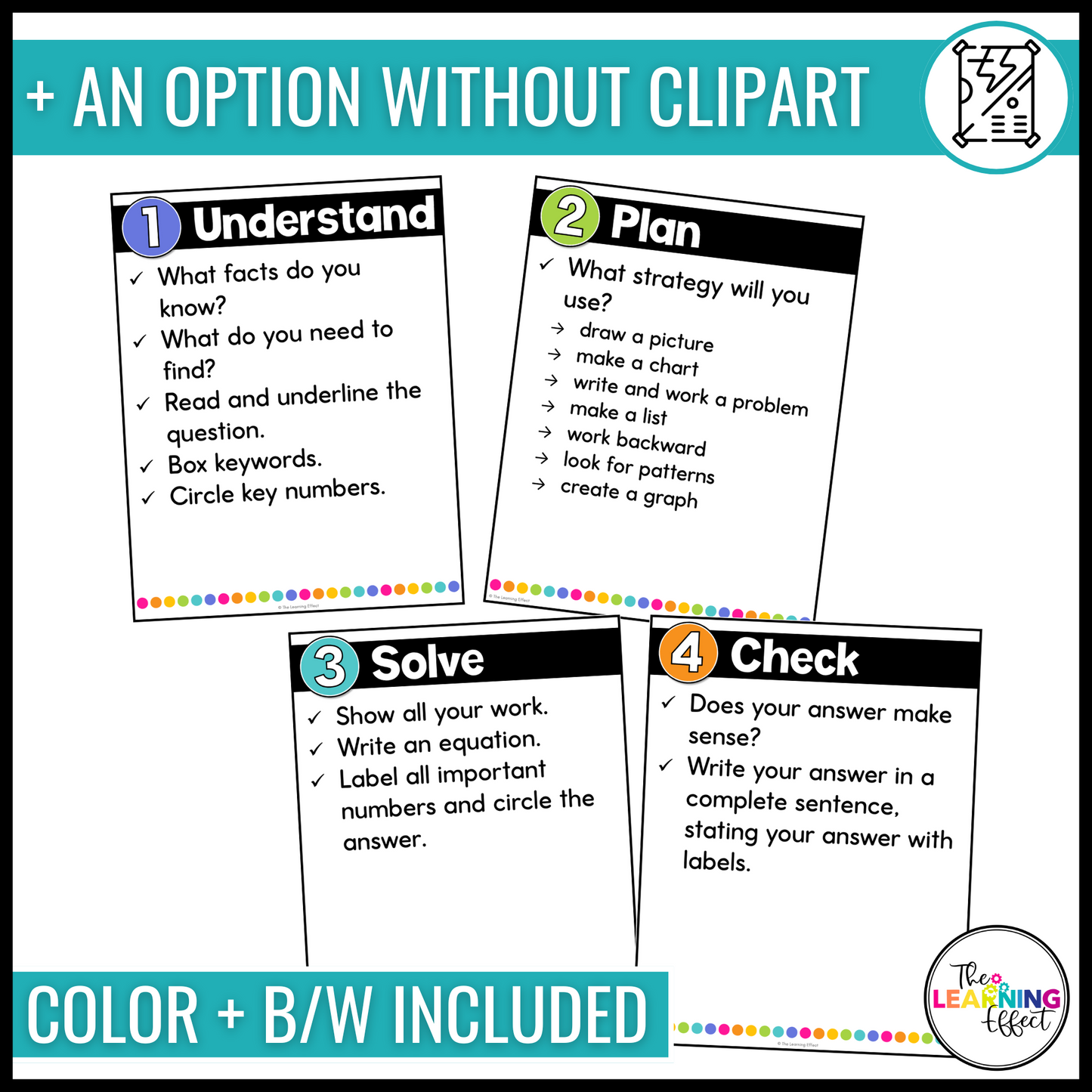 Math Problem Solving Strategies Anchor Chart Posters