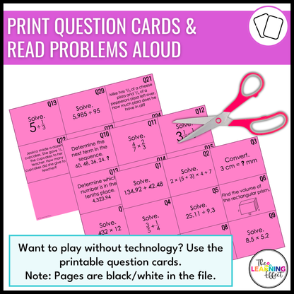 5th Grade Math Spiral Review Bingo Game | End of Year Test Prep Activity