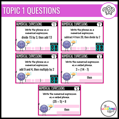 Expressions and Patterns Google Slides | 5th Grade Digital Task Cards Activity