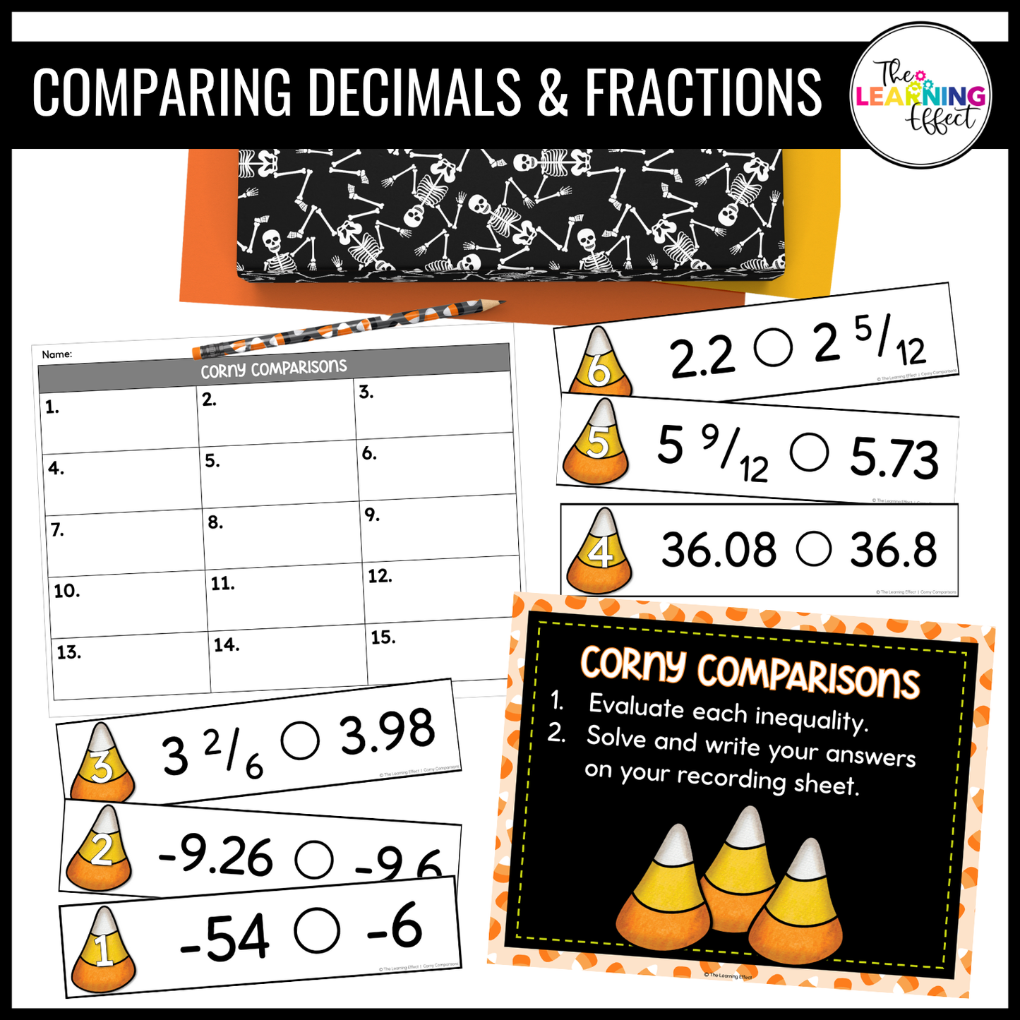 Halloween Math Centers Activities Games 6th Grade | Decimals, Fractions