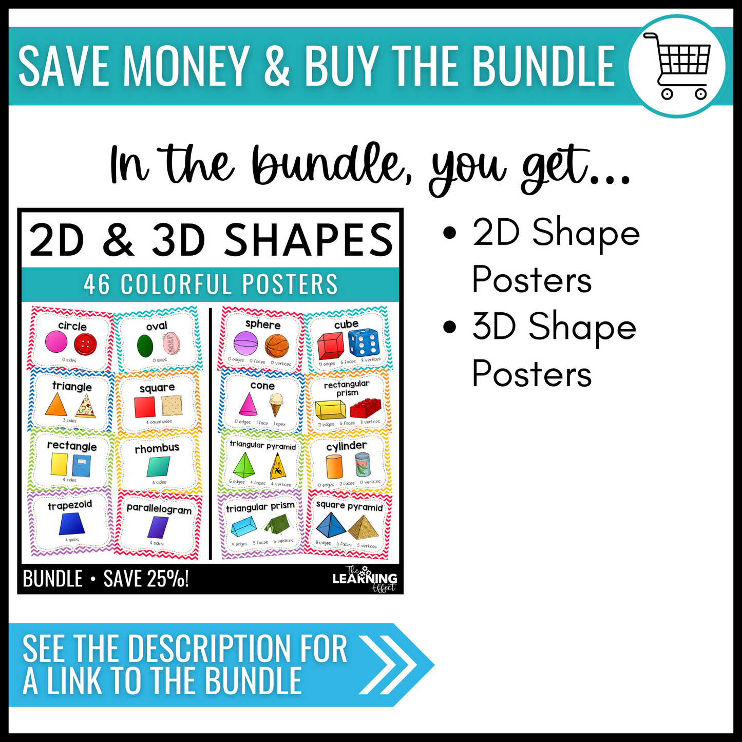 2D Shapes Attributes Posters | Geometry Vocabulary Anchor Charts