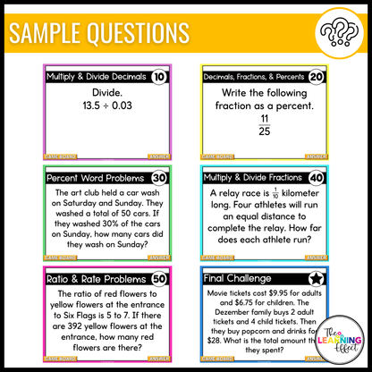 6th Grade Math Game Show BUNDLE | All Standards Test Prep Review Activities