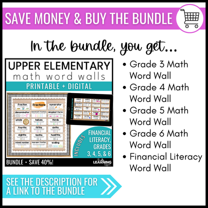 5th Grade Math Word Wall | Printable Vocabulary Cards and Digital Google Slides