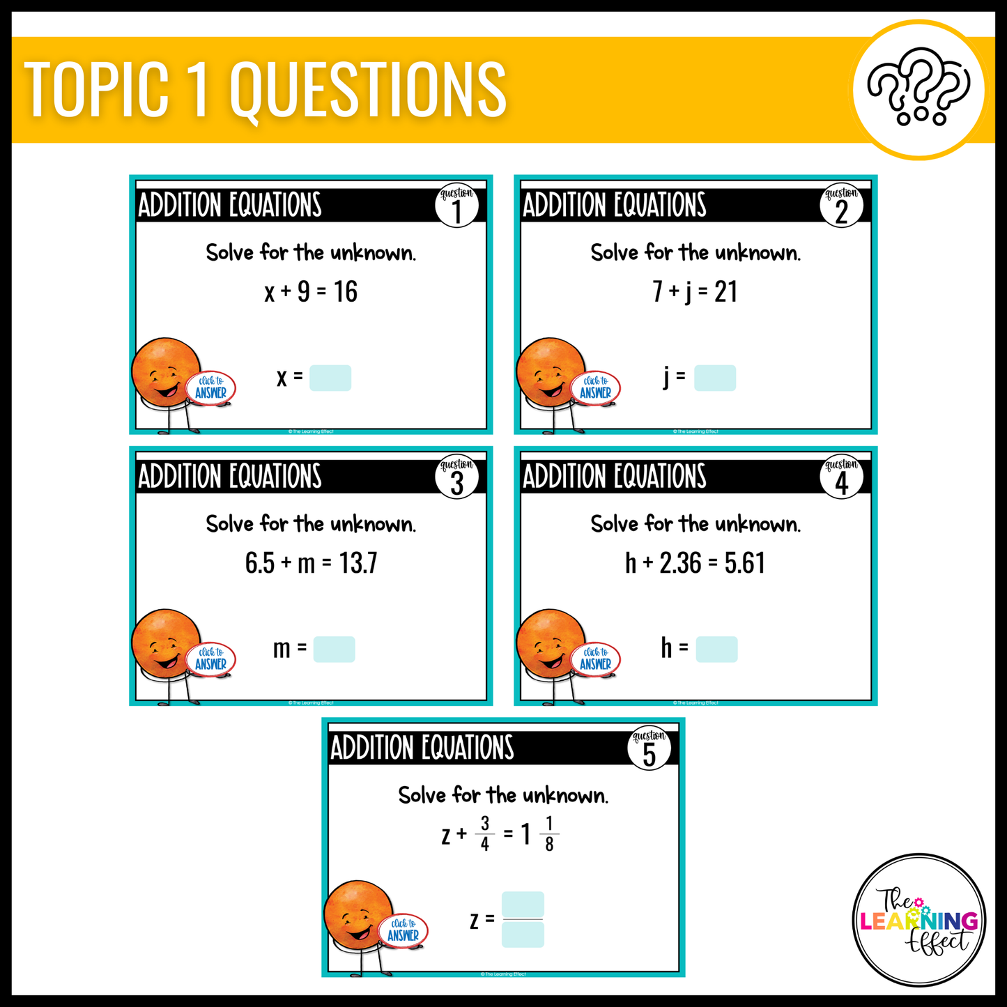 One Step Equations Google Slides | 6th Grade Math Digital Task Cards Activity