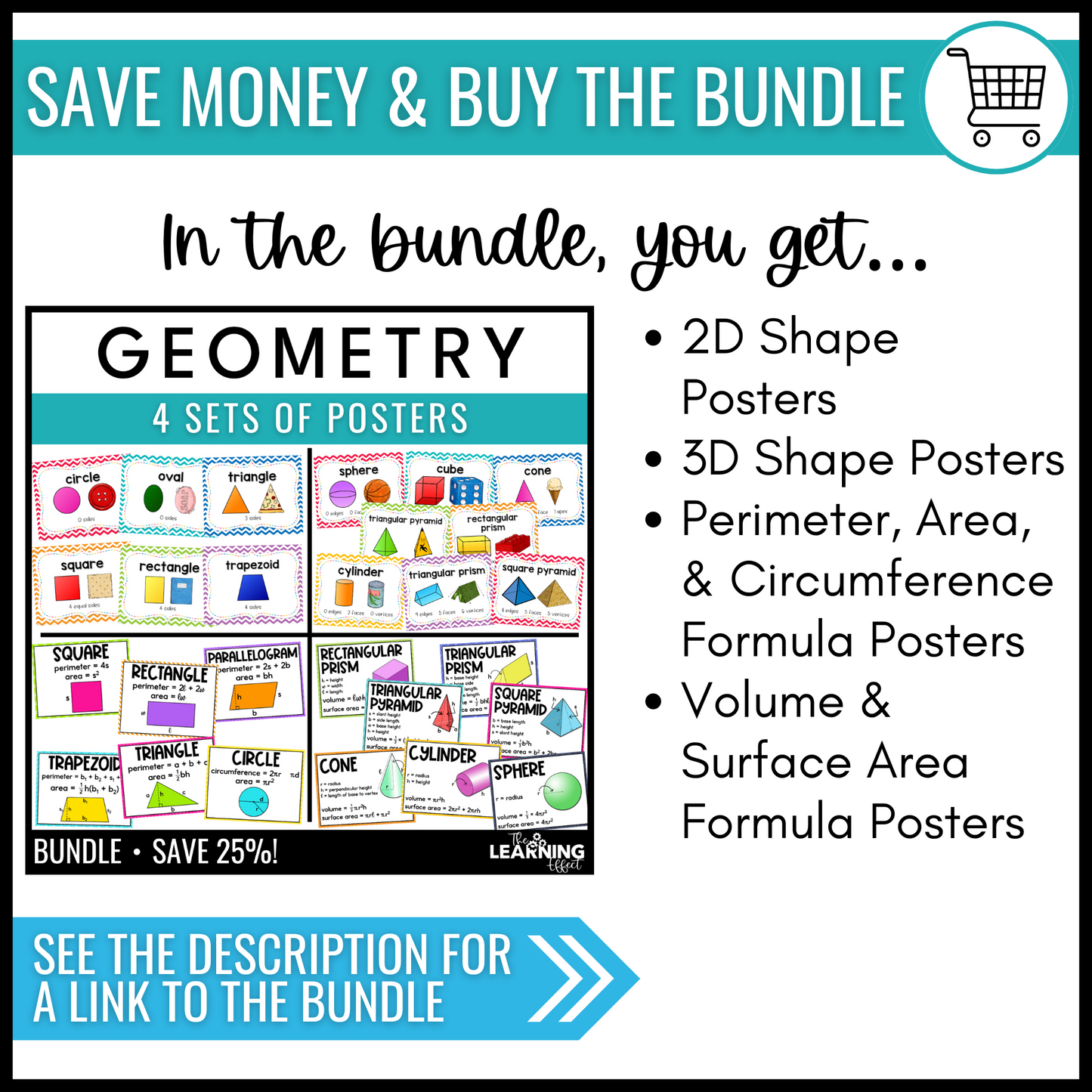 Volume and Surface Area Formula Posters | Math Geometry Vocabulary Anchor Charts