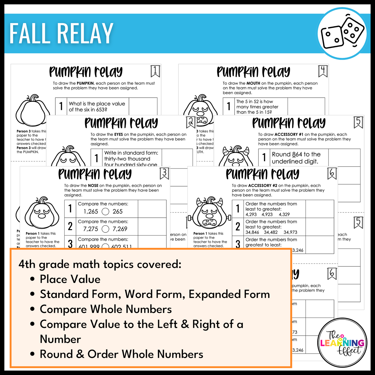 4th Grade Math Review Relay Games BUNDLE | Fun No Prep Whole Class Activities