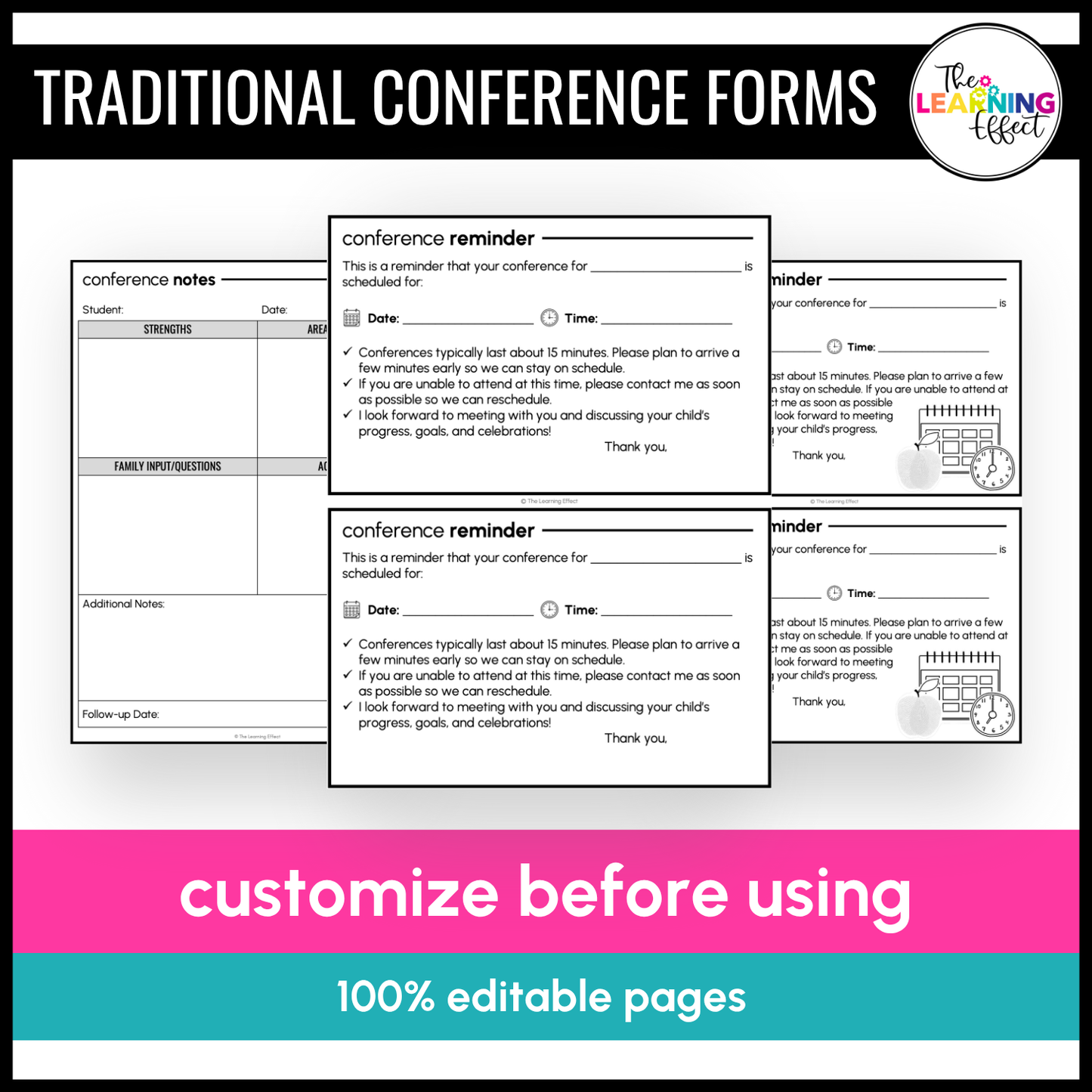 Parent-Teacher Conference Form Templates and Student-Led Digital Portfolio BUNDLE