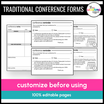 Parent-Teacher Conference Form Templates and Student-Led Digital Portfolio BUNDLE